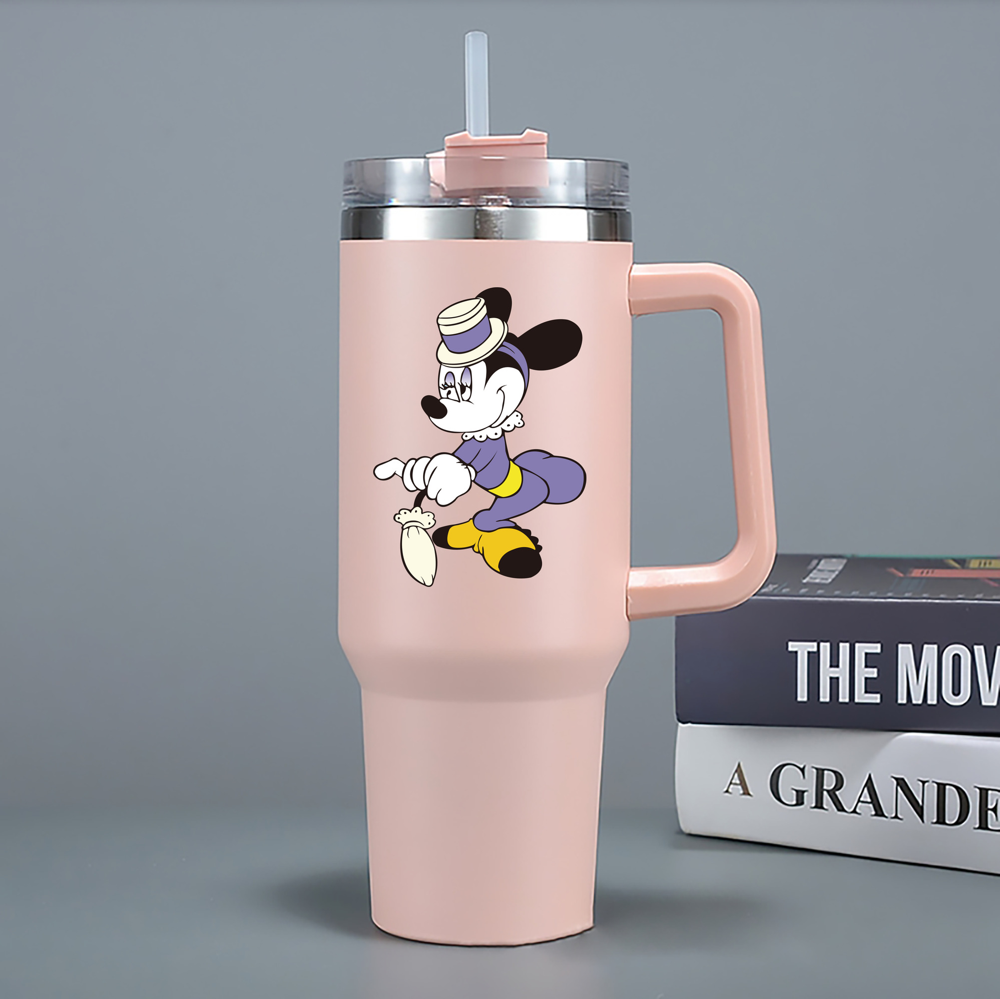 （画像用） ミッキーマウス Mickey Mouse 1200mL車用タンブラー - クリスタルステッカー（プラスチックストロー付き）